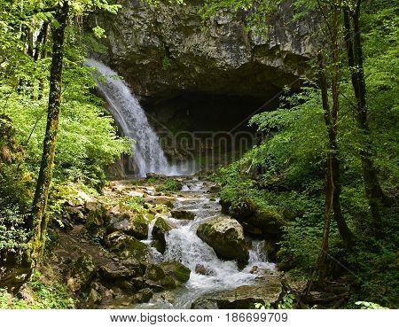 The Cascate di Kot waterfall in Friuli Venezia Giulia north east Italy