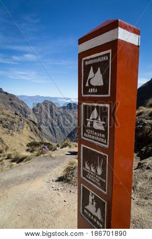 The landmark at Dead Women's Pass (Warmiwañusca) of the Ina Trail, Peru