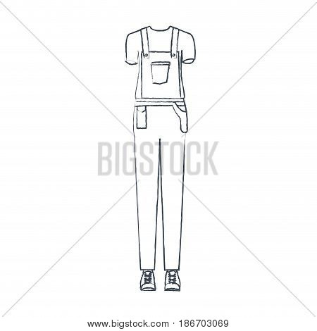 monochrome blurred silhouette of female uniform of worker vector illustration