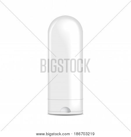 White vector plastic bottle for shampoo, lotion, shower gel, body milk, bath foam. For your design