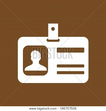 Identification card icon. Conference participant badge. Flat design style.