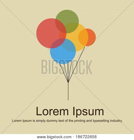 Multicolored flat balloons with copyspace for your text. Greeting card