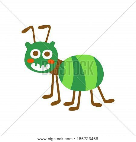 Cute cartoon green ant colorful character vector Illustration isolated on a white background