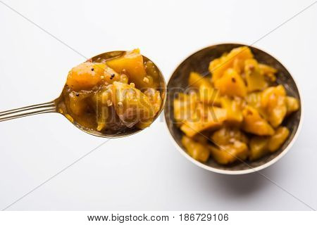 aam ka murabba or methamba in marathi or mango sweet pickle with Fenugreek or methi