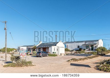 PATERNOSTER SOUTH AFRICA - APRIL 1 2017: A road stall and a restaurant in Paternoster a small town in the Western Cape Province