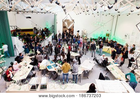 VENICE ITALY - MAY 10: Installation view of the Central pavilion work by Olafur Eliasson at the 57th Venice Biennale on May 10 2017