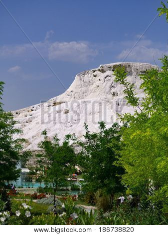 Pamukale Turkey - May 14 2017: beautiful Landscape of pamukkale mountain