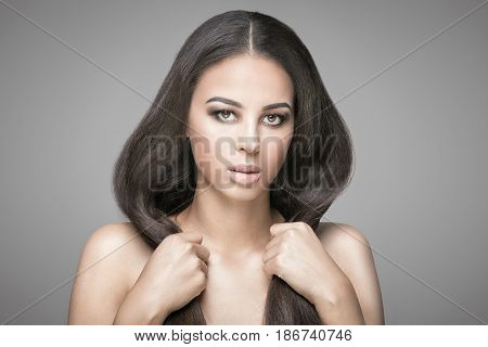 Beauty portrait of young african american woman with glamour makeup.