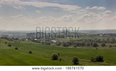 Basilica of Our Lady of Justice and Social Love in Piekary Slaskie view from the mound of liberation