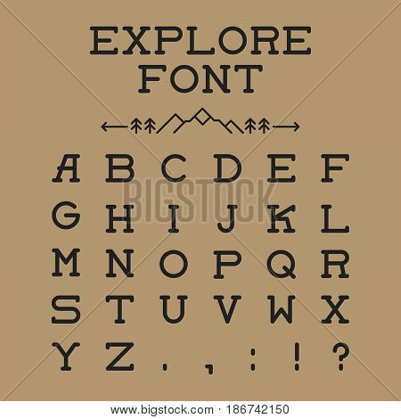 Vector monospace line art font. Capital letters