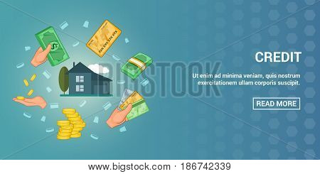 Credit horizontal concept. Cartoon illustration of credit banner horizontal vector for web