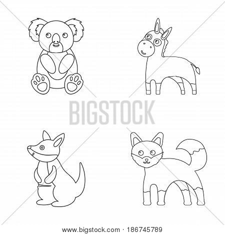 Koala, donkey, fox, kangaroo.Animal set collection icons in outline style vector symbol stock illustration .