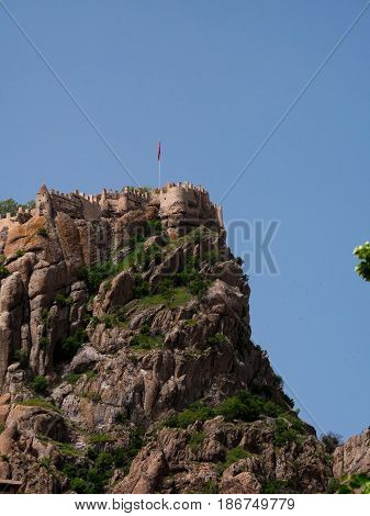 Afyon Turkey - May 12 2017: ancient historic castle in Afyon Turkey