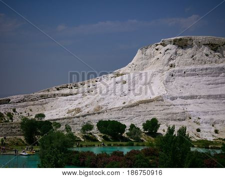 Pamukale, Turkey - May 14, 2017: Landscape Of Pamukkale Mountain