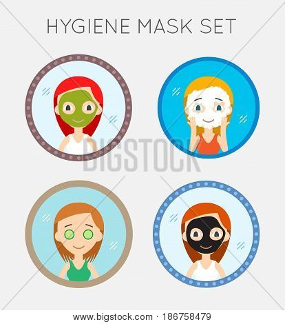 Vector Face Cleaning And Care Actions Set