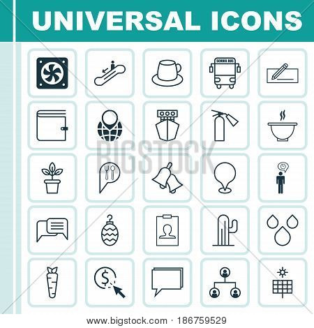 Set Of 25 Universal Editable Icons. Can Be Used For Web, Mobile And App Design. Includes Elements Such As Flowerpot, Conference, Escalator Down And More.