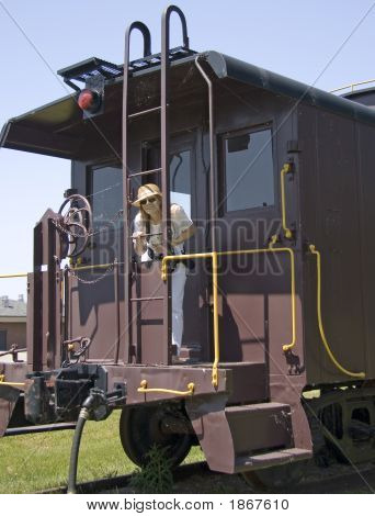Caboose vintage e una signora