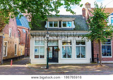Picturesque Scene With Old House In Enkhuizen, Netherlands