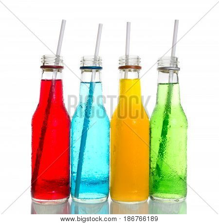 close up the cool colorful soft drink