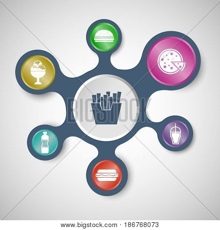 Fast food infographic templates with connected metaballs, stock vector