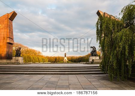 Monument In War Memorial Treptov Park For Soviet Soldiers In Ber