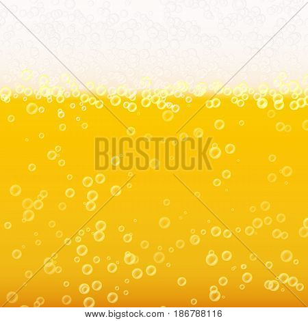 Beer Background Texture With Foam And Vubbles. Macro Of Frefreshing Beer.