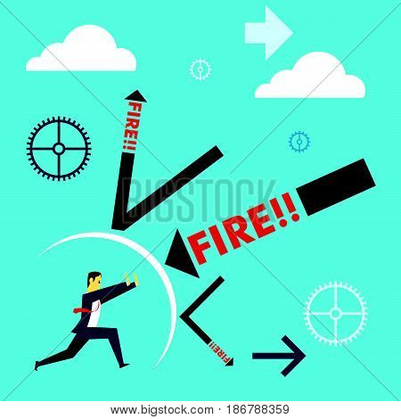 Standing survive. Businessmen survive dismissal withstand attacks. Concept business vector illustration.