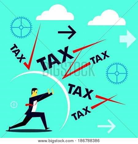 Standing survive. Businessmen survive withstand attacks excessive taxes. Concept business vector illustration.