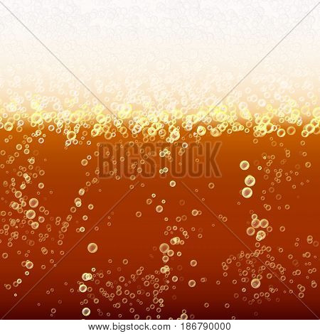 Beer Background Texture With Foam And Vubbles. Macro Of Frefreshing Beer.