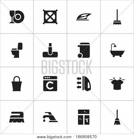 Set Of 16 Editable Hygiene Icons. Includes Symbols Such As Faucet, Steam, Restroom And More. Can Be Used For Web, Mobile, UI And Infographic Design.