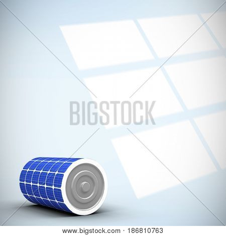 Digitally generated image of 3d solar power battery against digital image of pattern