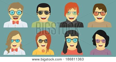 People Is Laughing. Fun Concept Set. Vector Flat Design Illustration.