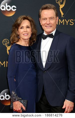 LOS ANGELES - SEP 18:  Bryan Cranston, Robin Dearden at the 2016 Primetime Emmy Awards - Arrivals at the Microsoft Theater on September 18, 2016 in Los Angeles, CA
