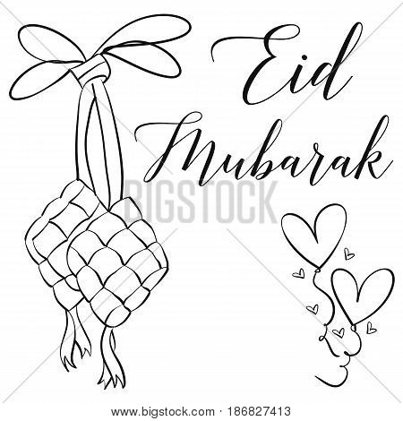 Hand draw greeting card Eid Mubarak vector art