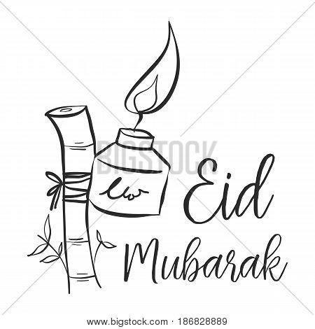Eid Mubarak theme hand draw vector illustration