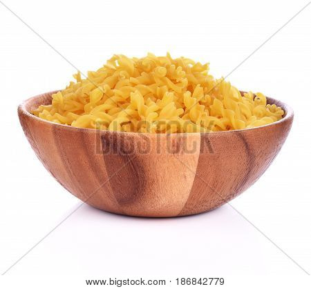 Spiral Pasta in bowl on white background