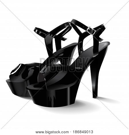 Patent leather black shoes, vector illustration EPS