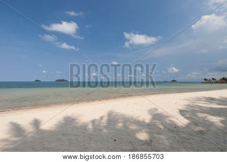 Shadow on the beach with blu sky