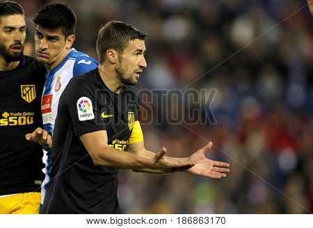 BARCELONA, SPAIN - MAY, 6: Gabi Fernandez of Atletico de Madrid during a Spanish League match against RCD Espanyol at the RCDE Stadium on May 6 2017 in Barcelona Spain