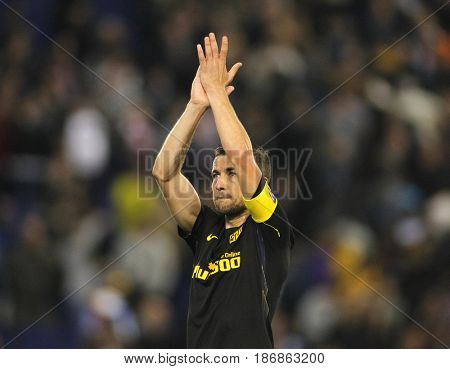 BARCELONA, SPAIN - MAY, 6: Gabi Fernandez of Atletico de Madrid clapping hands  during a Spanish League match against RCD Espanyol at the RCDE Stadium on May 6 2017 in Barcelona Spain