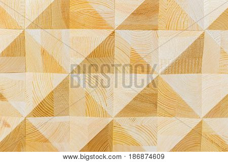 Close-up natural ecological unpainted light wooden background with mosaik wood pattern