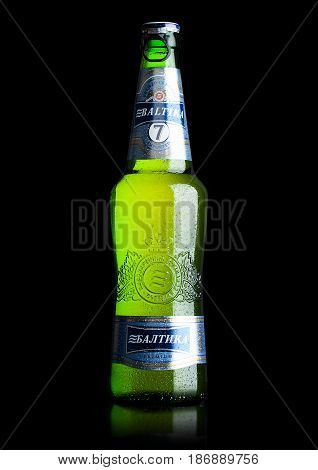 London, Uk - May 15, 2017: A Bottle Of Baltika Lager Beer Number Seven On White. Baltika Is The Seco