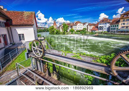 Bremgarten, Switzerland - August 2016 - Old City Venter Of Bremgarten City In Switzerland.