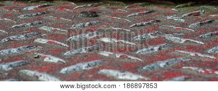 Detail of a diamond plate steel floor