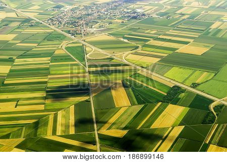 View of the earth from height of bird's flight, in the summer afternoon
