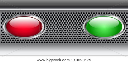 Editable glossy web buttons with metallic edge on metallic background
