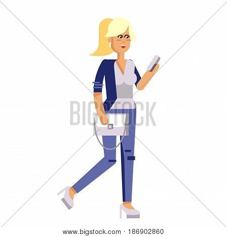 Vector detailed character people, character young women or sudent, woman in casual clothing style. Business women, character creative woman, people lifestyle isolated on white background