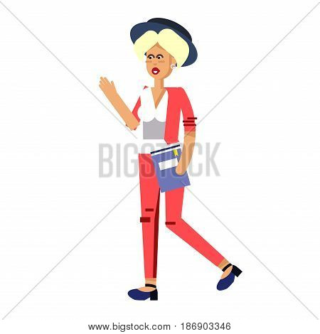 Vector detailed character people, character young women or sudent, woman in casual clothing style. Business women, character creative woman, people lifestyle isolated on white background