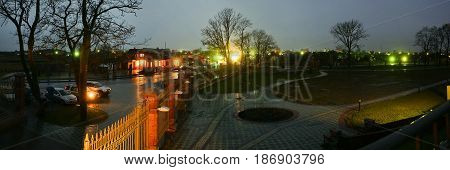 The old city after the rain in the autumn evening