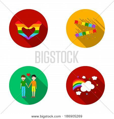 Hand with heart, flag, men.Gayset collection icons in flat style vector symbol stock illustration .